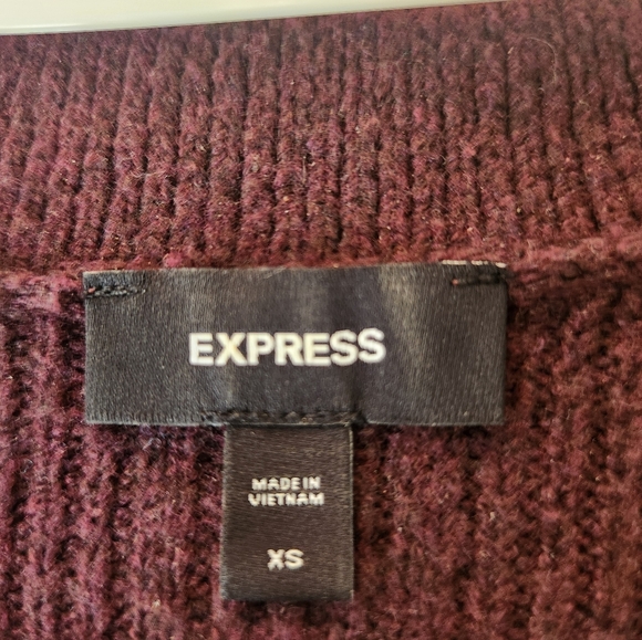 Express Bundle:Deep Purple & Striped Cropped Sweaters with Long Sleeves, X-Small - Picture 5 of 8